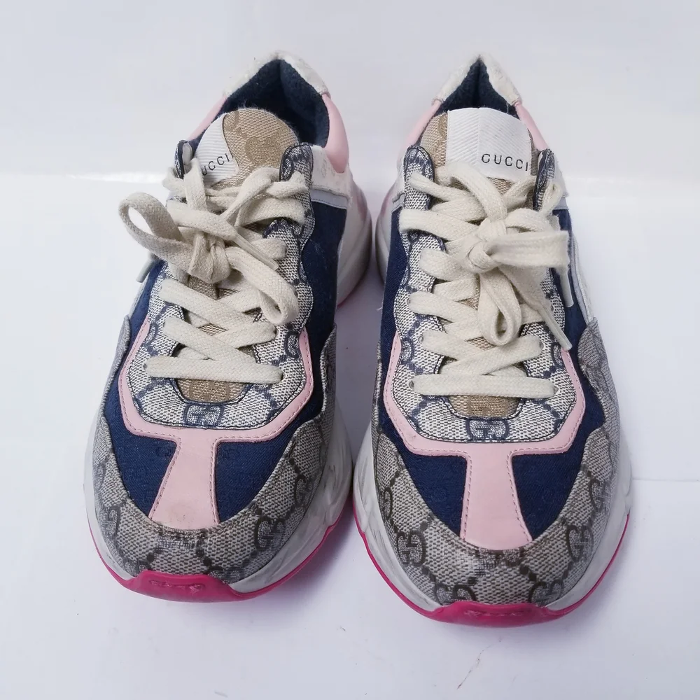 Gucci Women's Pink and Blue Sneakers - Picture 2 of 9